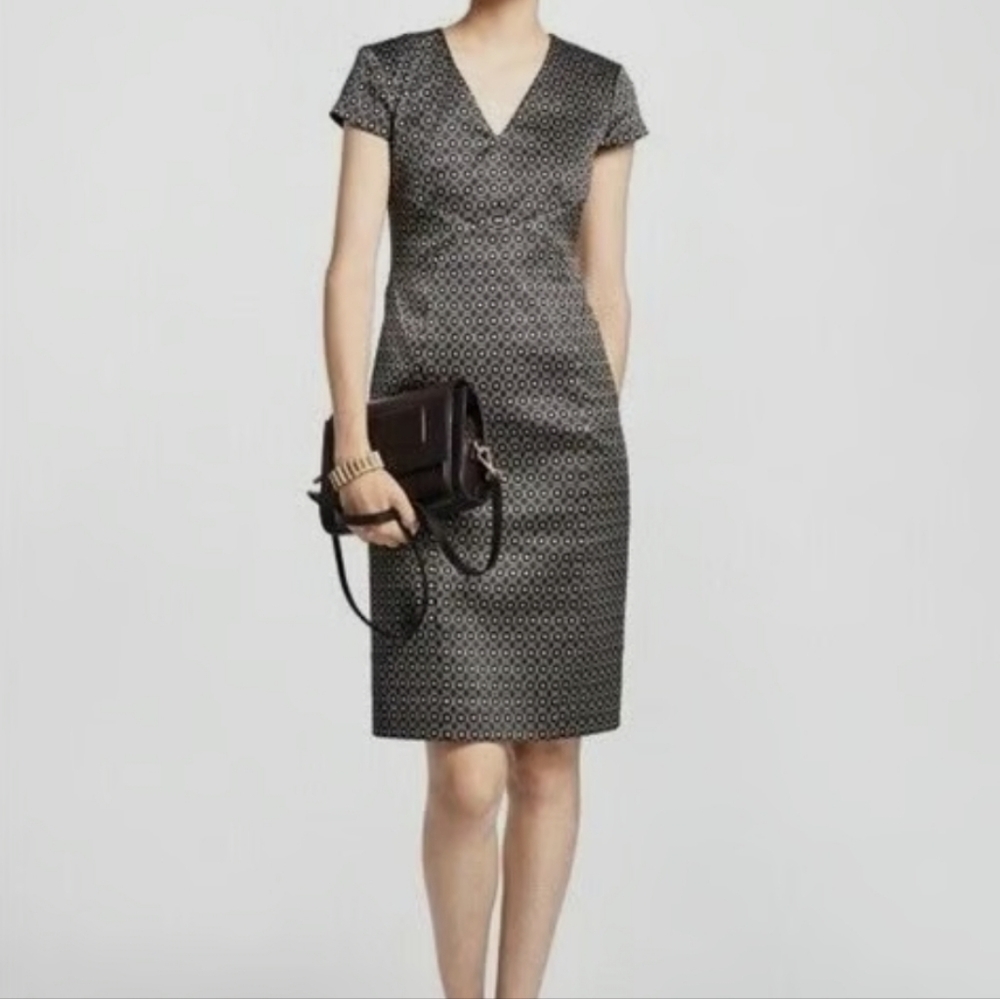 Brooks Brothers Brocade Pencil Sheath Dress with Cap Sleeves